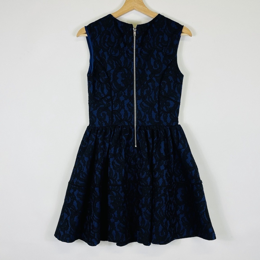Hazel Lace Fit Flare Dress Womens Small Blue Black Gothic Chic Dark Romance Edgy - Picture 5 of 9